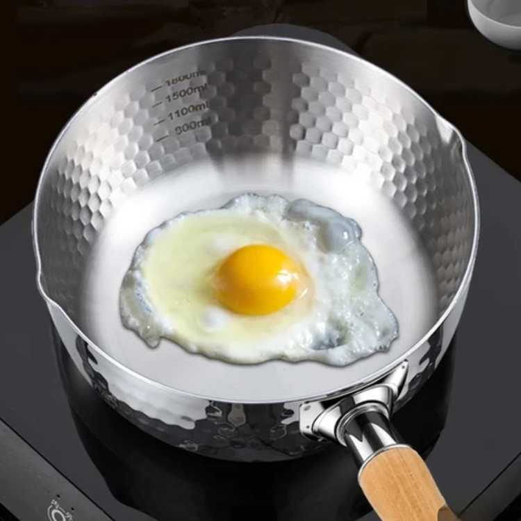 شیرجوش استیل دسته چوبی