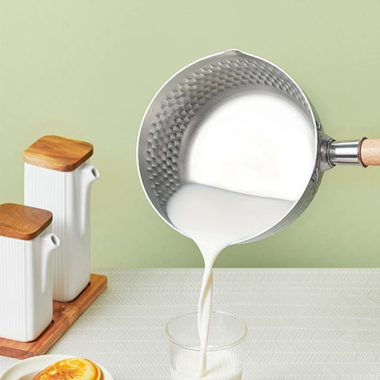 شیرجوش استیل دسته چوبی