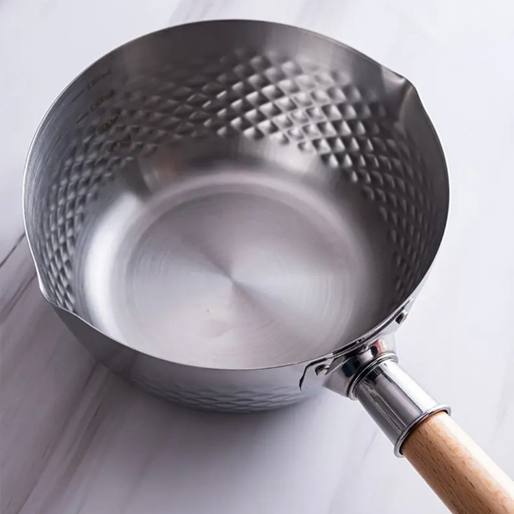 شیرجوش استیل دسته چوبی