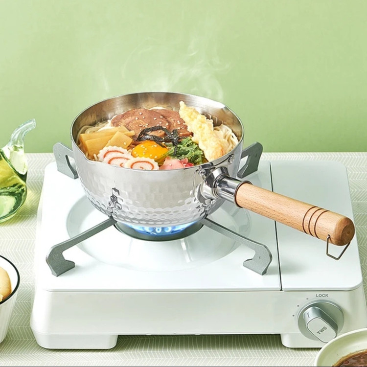 شیرجوش استیل دسته چوبی