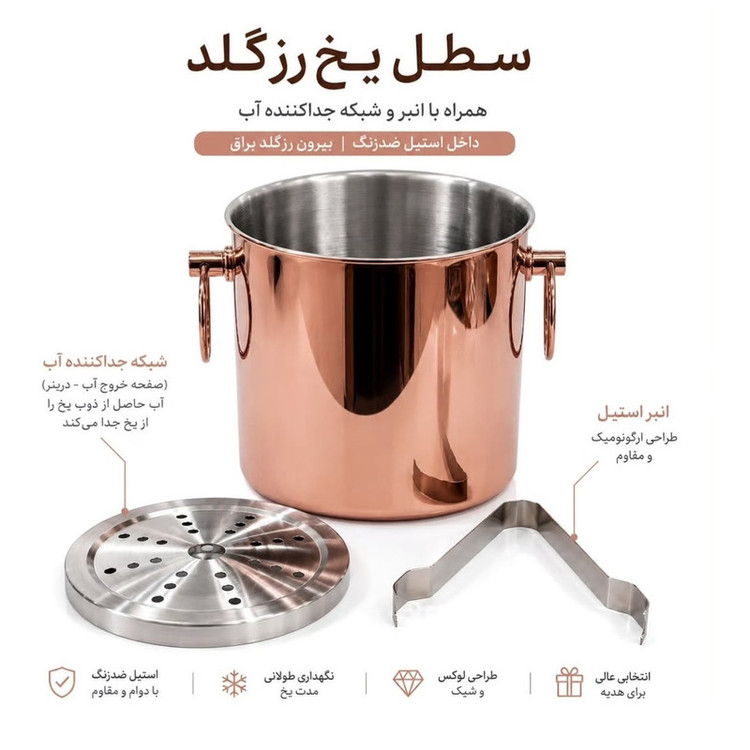 ظرف یخ مدل رومنس همراه انبروشبکه جدا کننده