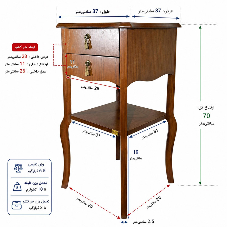 میز تلفن وآباژور M401