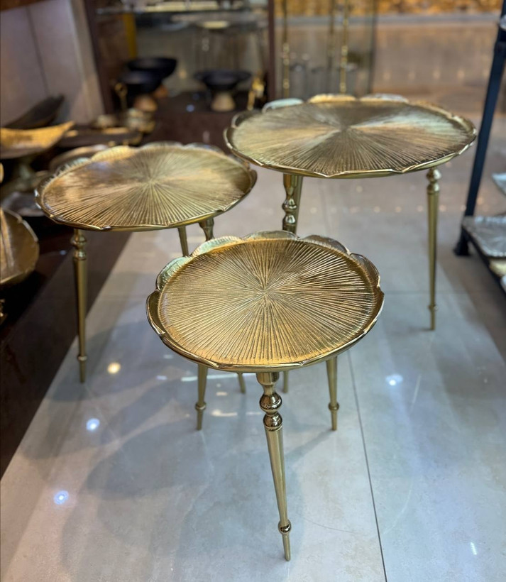 میز عسلی سه سایز آلومینیومی طرخ نیلوفر