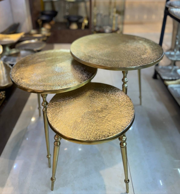 میز عسلی سه سایز آلومینیومی طرح چکشی