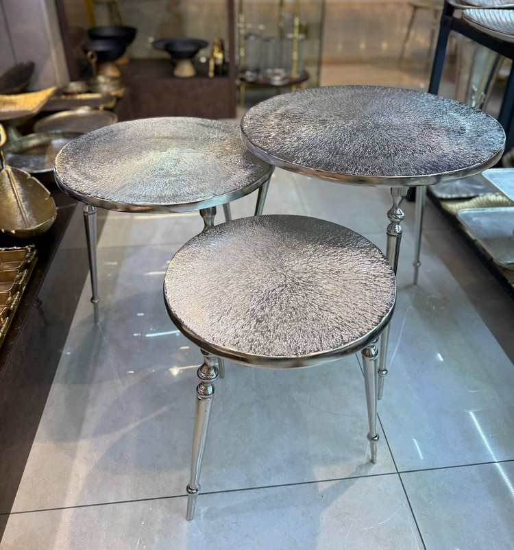 میز عسلی سه سایز آلومینیومی طرح چکشی