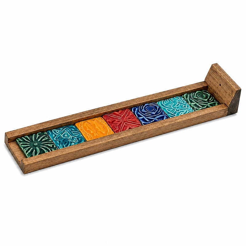 جاعودی چوبی مدل کاشی رنگی کد 20004