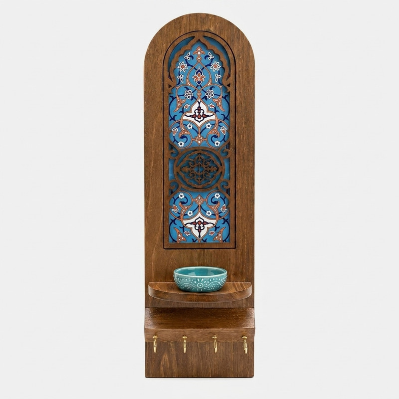 جاکلیدی جا شمعی دیواری چوبی مدل لمینیت JA03005