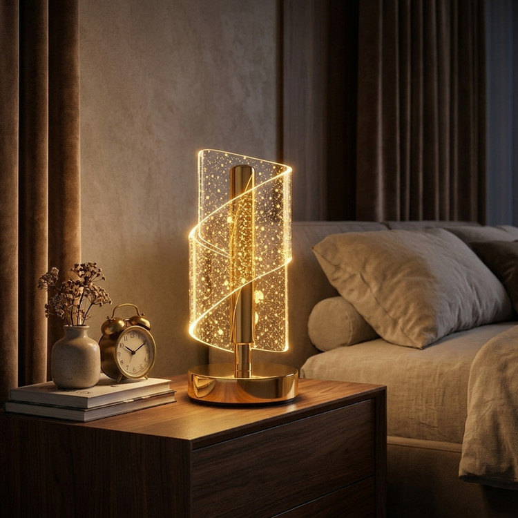 آباژور رومیزی مدل اسپیرال کد 01 لمسی شارژی LED 3 حالته
