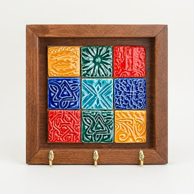 جاکلیدی دیواری چوبی مدل خشتی کد JA20012