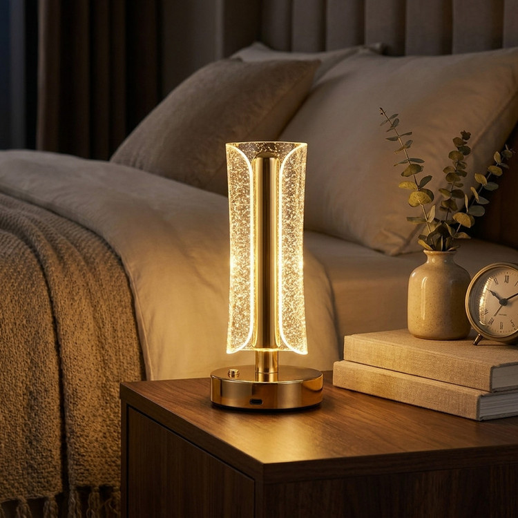 آباژور رومیزی مدل اسپیرال کد 02 لمسی شارژی LED 3 حالته